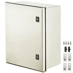 NEMA 4X Fiberglass Steel Electrical Enclosure, IP66 Waterproof Dustproof Hinged Junction Box for Outdoor and Indoor Use, 20 x 16 x 8 Inches, Includes Mounting Plate, 50 x 40 x 20 cm