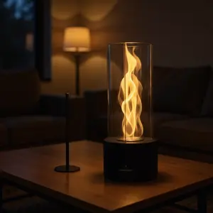 Glanzfeuer Tornado Dual-Use Fire Pit Grill - Luxury Indoor Outdoor Fireplace for Garden Party & Picnic, Wood Burning Ambiance Maker