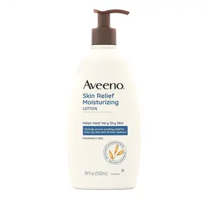 Aveeno Skin Relief Fragrance-Free Moisturizing Lotion with Shea Butter & Triple Oat Complex - Soothes Itchy, Extra-Dry, and Sensitive Skin - 18 Fl Oz Body Care Moisturize