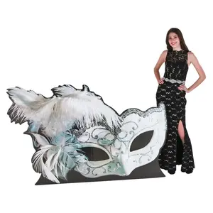 6 Ft. x 45" White Masquerade Ball Half Mask Cardboard Cutout Stand-Up