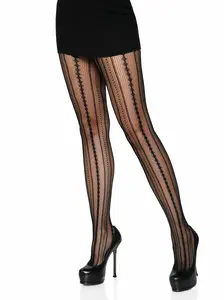 Women's Leg Avenue Eve Vintage Pinstripe Lace Net Tights - Slimming, High-Quality Fishnet Fabric, Perfect Fit Technology, Sultry Stylish Womenswear Underwear