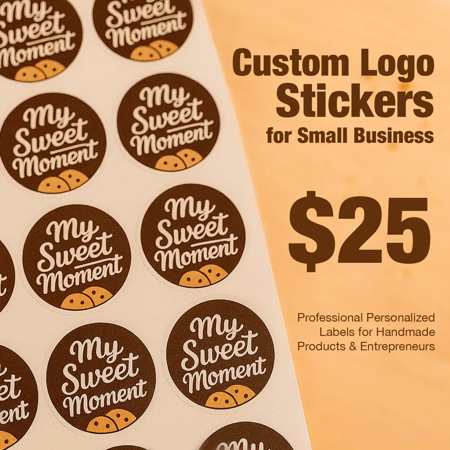 Custom Business Logo Adhesive Vinyl Decal Stickers - 100-Pack, 2" Self Adhesive Waterproof Labels for Small Business Branding & Packaging, Self Adhesive Sticker