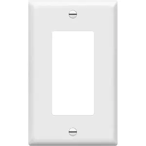 Decorator Light Switch or Receptacle Outlet Wall Plate, Gloss Finish, Size 1-Gang 4.50" x 2.76", Unbreakable Polycarbonate Thermoplastic, UL Listed, 8831-W, White