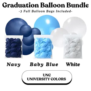 Graduation Balloon Bundle -  UNC University Colors I Navy, Baby Blue, White