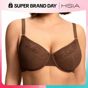 HSIA Yumi Unlined Sheer Embroidery Lace Full Coverage Bra Elegant Sculpting Support