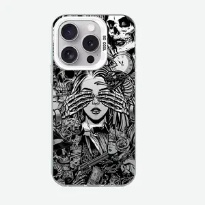 Magnetic Halloween skull Phone case for iPhone 17Air Samsung Galaxy 16Pro Max 15 14Plus 13 12 11 XR XS S25 S24 S23 Girly Horror Aesthetic Phone Case Shockproof Drop Protection Durable Protective Silicone Cover Tuff phone cases.HY18