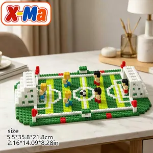 Soccer Field Building Blocks Set - Mini Football Pitch with Players Micro Brick DIY Kit for Kids & Sports Fans