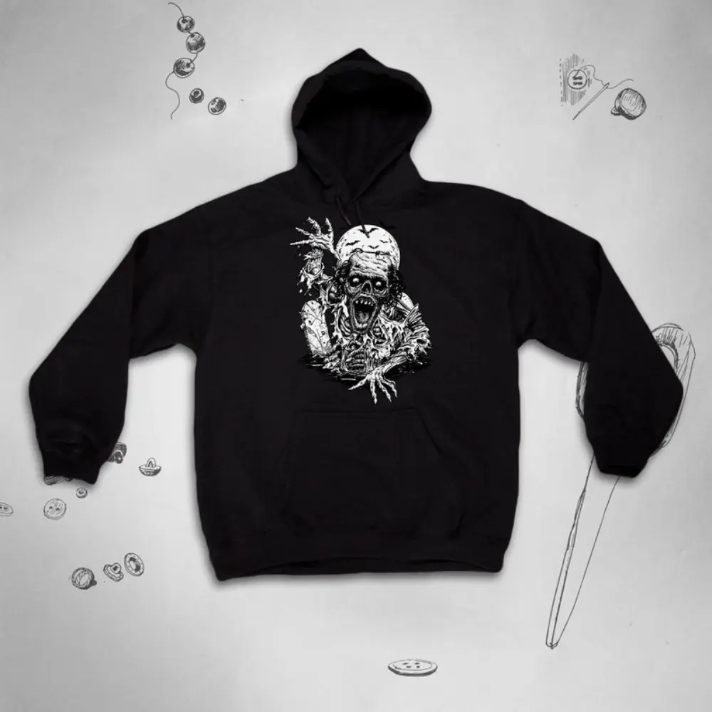 Zombie Funny Print Hoodie Men's Warm Hoodies with Kangaroo Pocket and Long Sleeve Hooded Sweatshirt Loose Casual For Autumn Winter
