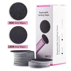 43mm 60-piece replacement sandpaper discs, suitable for electric foot callus removers, affordable refill sandpaper pads, used for removing hard calluses, suitable for most round foot grinders