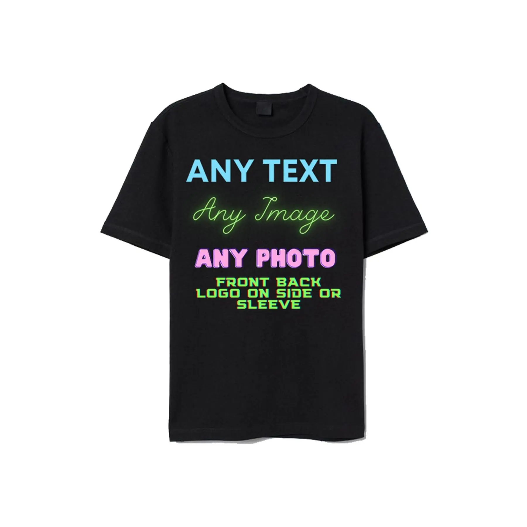 Menswear 100% Cotton Classic T-Shirt - Plus Size, Soft Breathable Fabric, Relaxed-Fit Short-Sleeve Crew Neck Top, Customizable with Photo/Text for Casual Outfits, Tee, Round Neck