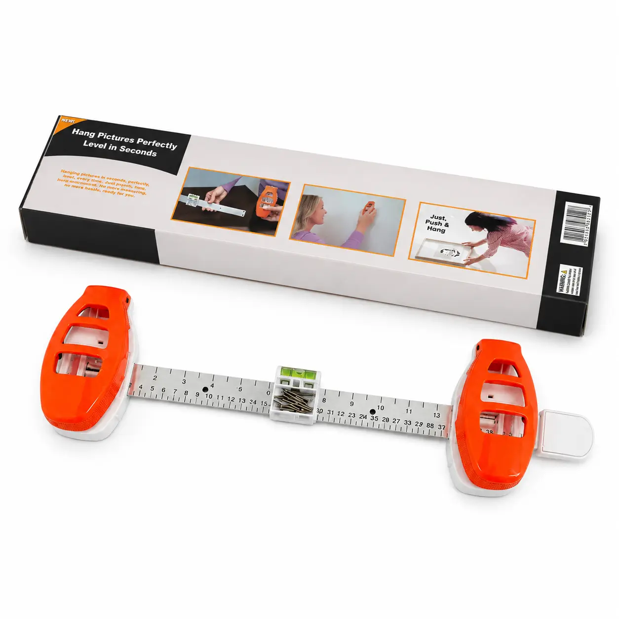 Picture Hanging Tool with Level Ruler, Multi-Function Frame Hanging Marker Tool, Adjustable Picture Frame Level Measuring Kit for Wall Art Decor Installation