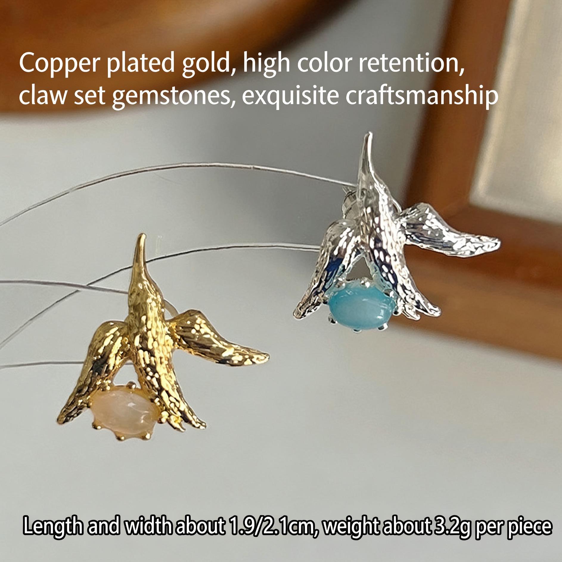 YEAHLOVE Vintage Swallow Bird Gemstone Statement Earrings | Retro Dainty Jewelry for Everyday Wear, Gifting & Good Fortune