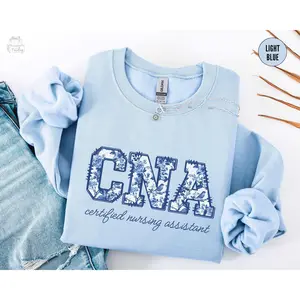 Toile De Jouy CNA T-Shirt Or Sweatshirt, Certified Nursing Assistant short sleeved shirt,  Floral Nurse tee, Nurse Appreciation Gift Cotton