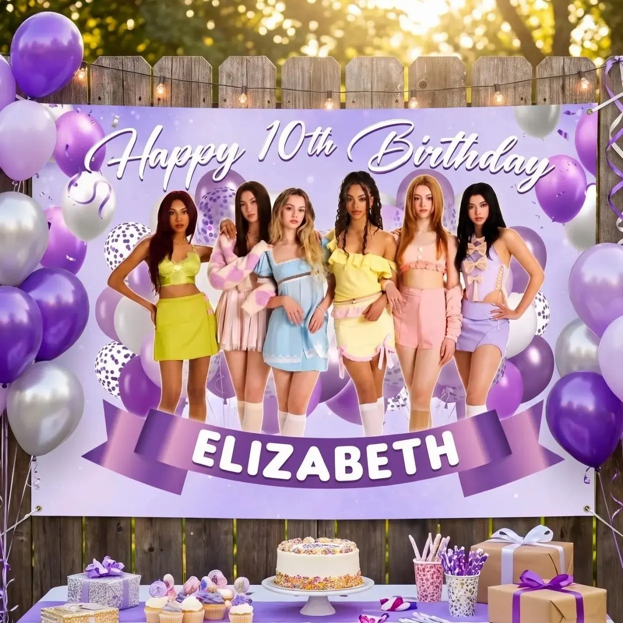 Personalized Katseye Birthday Backdrop, Custom Kpop Girl Group Party Banner