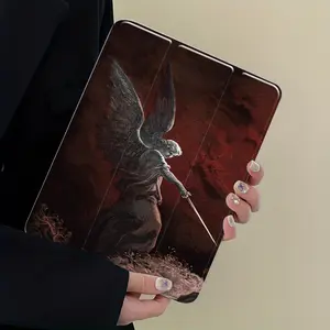 Elegant Warrior Angel Pattern Aesthetic Tablet Case with Auto Wake/Sleep Function,Suitable for iPad Mini, Air, Pro 4,5,6,7(2017,2018,2019,2020,2021,2022,2023,2024,2025 models),and Samsung S6,7,8,9,10FE + A7 LTE tablet cases