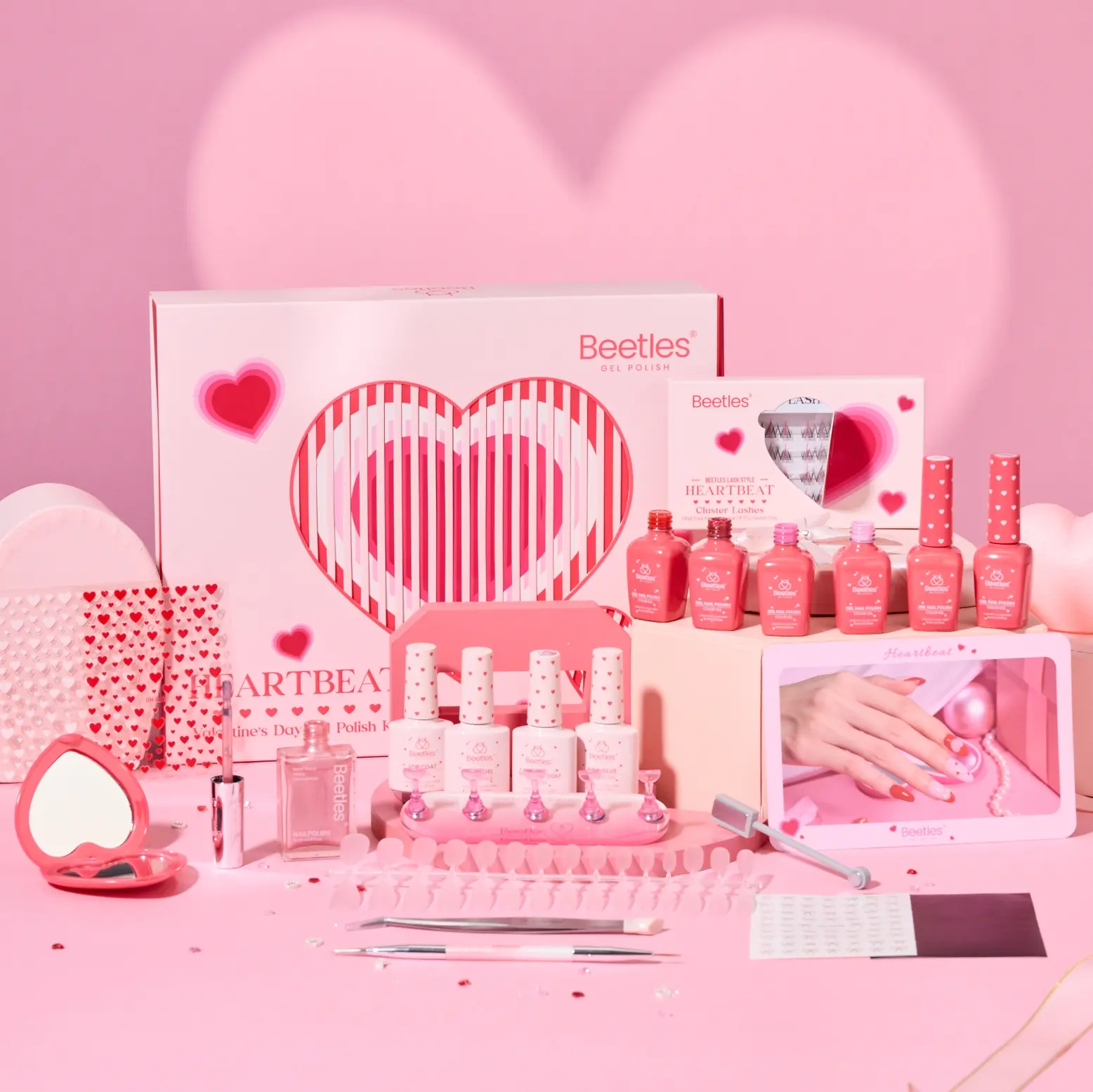 【Exclusive to TikTok】Beetles HEARTBEAT Gel Nail Polish Set,Glitter Pearl Gel Cat Eye diy salon nails at home gift Cosmetic Manicure Cutics Mother's Day gift Spring Nail Taste of Spring