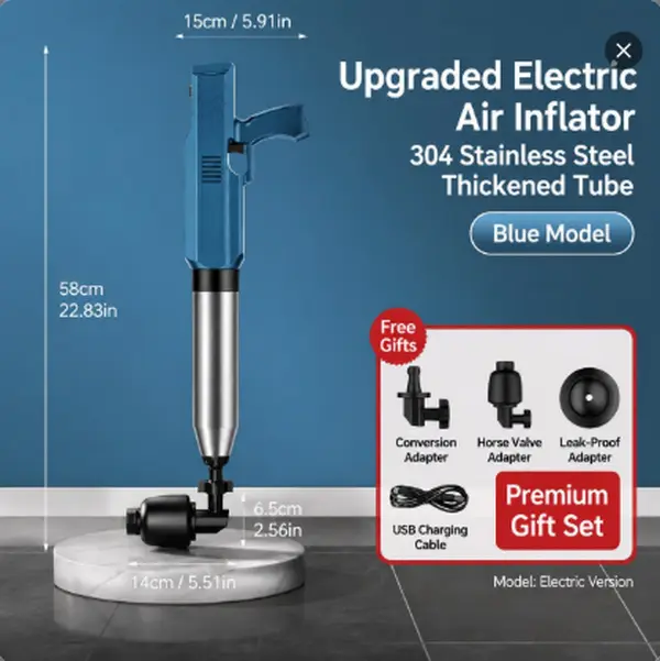 Electric Toilet Plunger Clog Remover: High Pressure Air Drain Blaster Clog Remover for Bathroom Bathtub Floor Drain Clogged