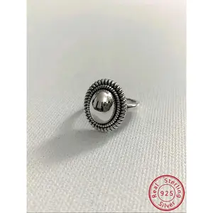 1 piece of simple S925 pure silver retro mirror ring for women, simple opening adjustable ring for daily commuting, can be given as a daily gift to friends, Vintage Embossed Ring, Vintage Rings