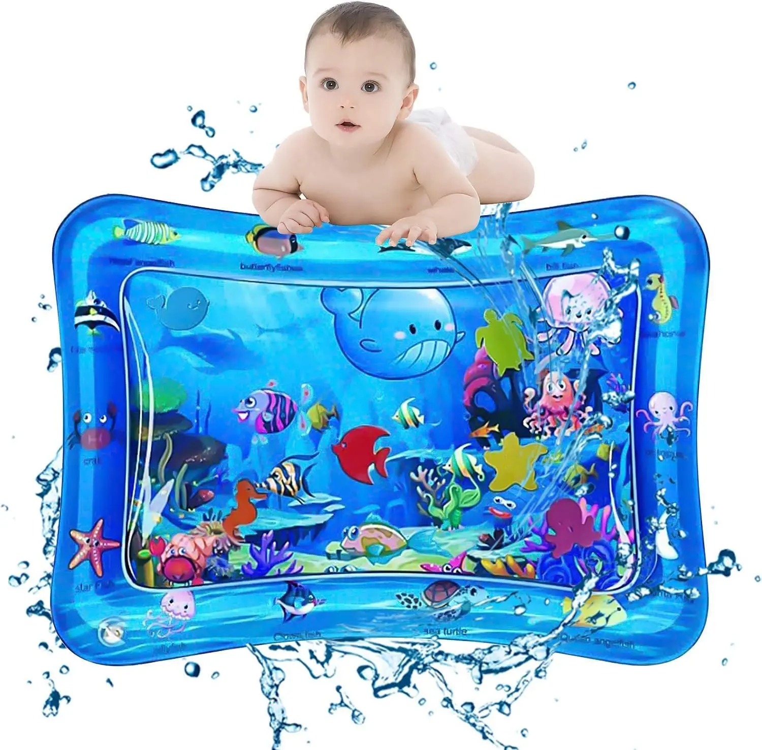 Inflatable Tummy Time Mat Premium Baby Water Play Mat for Infants and Toddlers Baby Toys for 3 to 24 Months, Strengthen Your Baby's Muscles, Portable