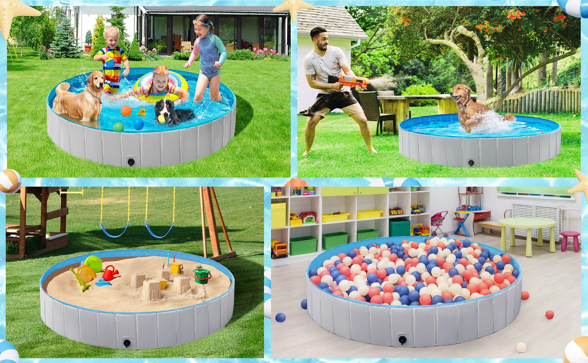 【All Size】Yaheetech Cooling Foldable Pet Swimming Pool, Portable Dog Bath Tub Indoor and Outdoor, PVC Portable Wash Tub for Pet Dogs for Garden/Beach/Yard/Home Use