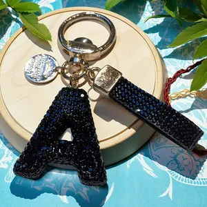 Letter Keychain with Lucky Rhinestones, Bling Key Ring Accessory for Men and Women, Elegant Car Keychain, Backpack Charm, Gift Idea, Keychain for Bags