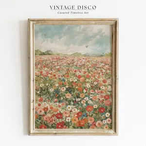 [SALE UP TO 35%] French Country Wildflower Landscape Print: Vintage Cottagecore Spring Scenery