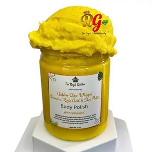 Turmeric Kojic Shea Butter face, body, bikini Body Scrub - Exfoliating Scrub for Soft Skin Exfoliate Lightener Antibacterial Lemon Coconut Gentle