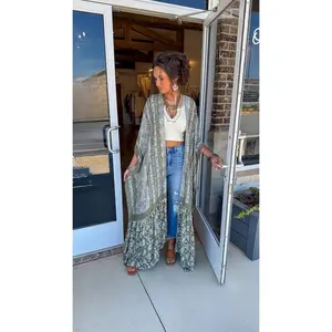 Lainey Kimono Free Flow Paisley Longline 55"x44" with 24" Armhole for Versatile Layering and Timeless Style