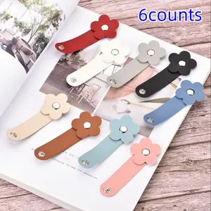 6-Pack Flower-Shaped PU Leather Data Line Organizer, Multicolor Earphone Cord Keeper, Perfect Gift for Friends Colleagues Family