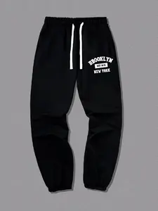BROOKLYN EST 1631 NEW YORK Print, Men'S Fashion Casual Drawstring Hip-Hop Style Jogging Pants