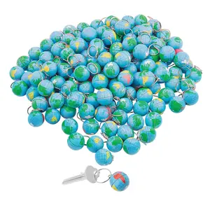 3/4" Bulk 144 Pc. Earth Globe Blue Metal Keychains
