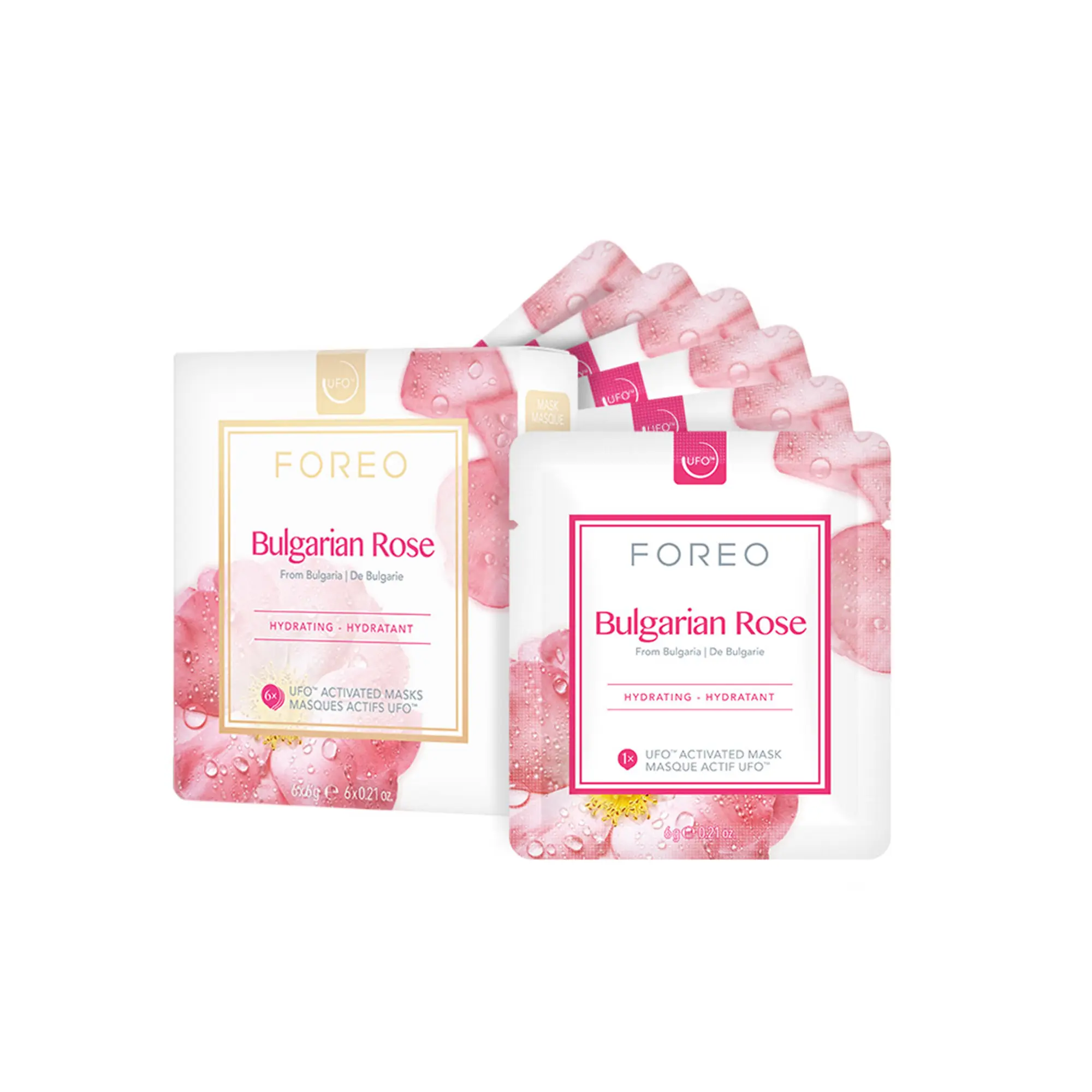 FOREO UFO Activated Mask Treatment for Anti-Aging, Bulgarian Rose, 0.21 Ounce (Pack of 6)