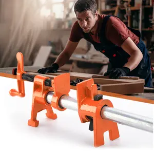 3/4in Wood Gluing Pipe Clamp Set Water Pipe Splice Clamp Heavy Duty Quick Release Pipe Clamp Tools Ergonomic Woodworking Pipe Clamp Multifunctional for Woodworking Carpentry