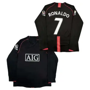 2007 2008 Away Retro Black No.7 Long Sleeved Soccer Jersey