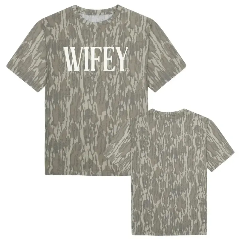 WIFEY Hunting Tee - Mossy Oak Bottomland Camo T-Shirt - Hunting Shirt - Unisex Cotton Tee for Men & Women