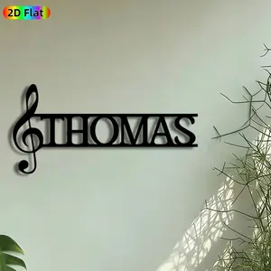 1pc Treble Clef Thomas Name Metal Wall Art, Musical Note Name Statue Mural, Artistic Metalwork, Intricate Craftsmanship, Perfect for Graduation, Housewarming Decor, Perfect for Music Studio Living Room Bedroom Decor, Ideal Gift for Music Enthusiasts.
