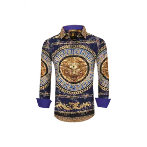 Mens Luxury Brand Printed Silk Like Shirts-HLS2002L-504