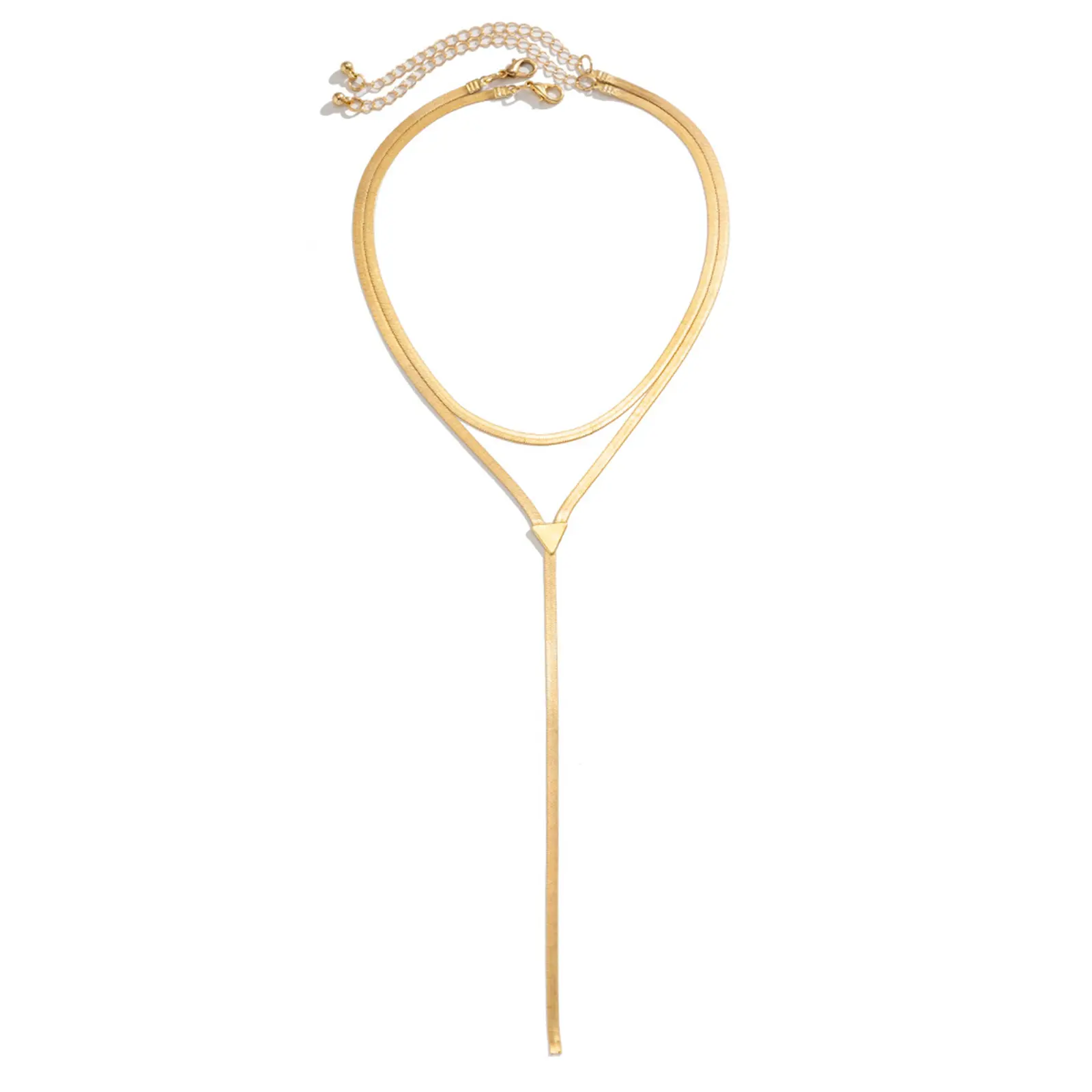 OIDEA Women's Layered Snake Y Necklace Set, Double Stacked Multi-Strand Chain Necklaces, Layered Gold-Tone Mixed-Length Long Flexible Snake Bone Choker Pendant Boho Vintage Jewelry, Double Stacked Necklaces