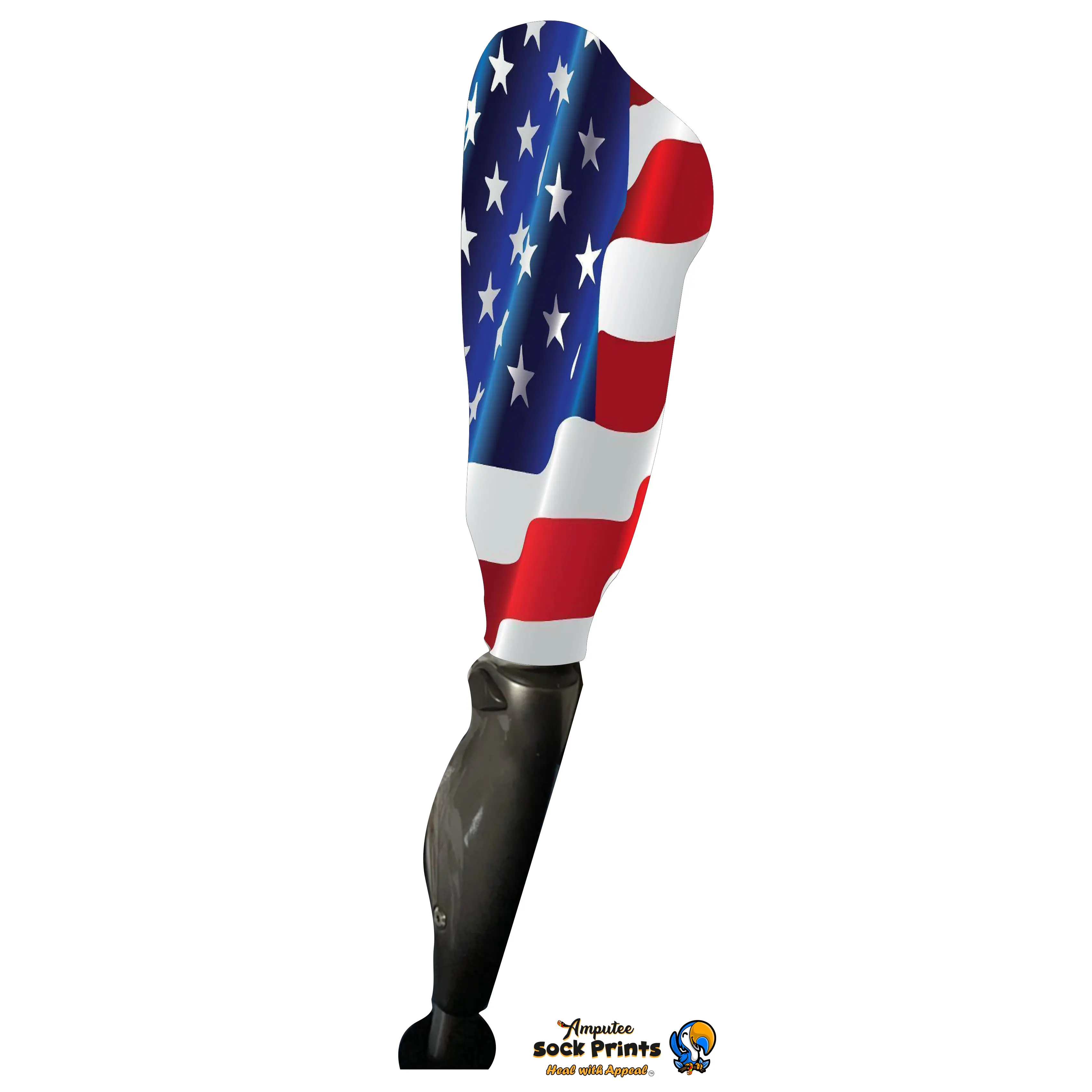 Athletic Prosthetic Sleeve with American Flag Custom Design, Breathable Polyester Blend for Sports & Fitness, Moisture-Wicking, 1 Size, Tear Away Tag, Arm, One Size