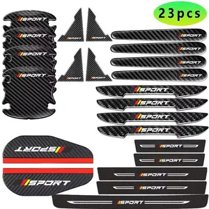 Stylish 23-piece Car Door Handle Scratch Protector Film - 3D Carbon Fiber Texture Waterproof Protective Stickers, suitable for most car models | Easy-to-install matte black car accessories (anti-collision and scratch-resistant)