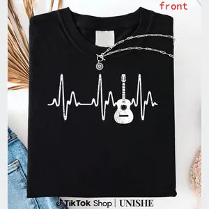 Cotton Acoustic Guitar Unisex Tee – Heartbeat Music Casual Shirt