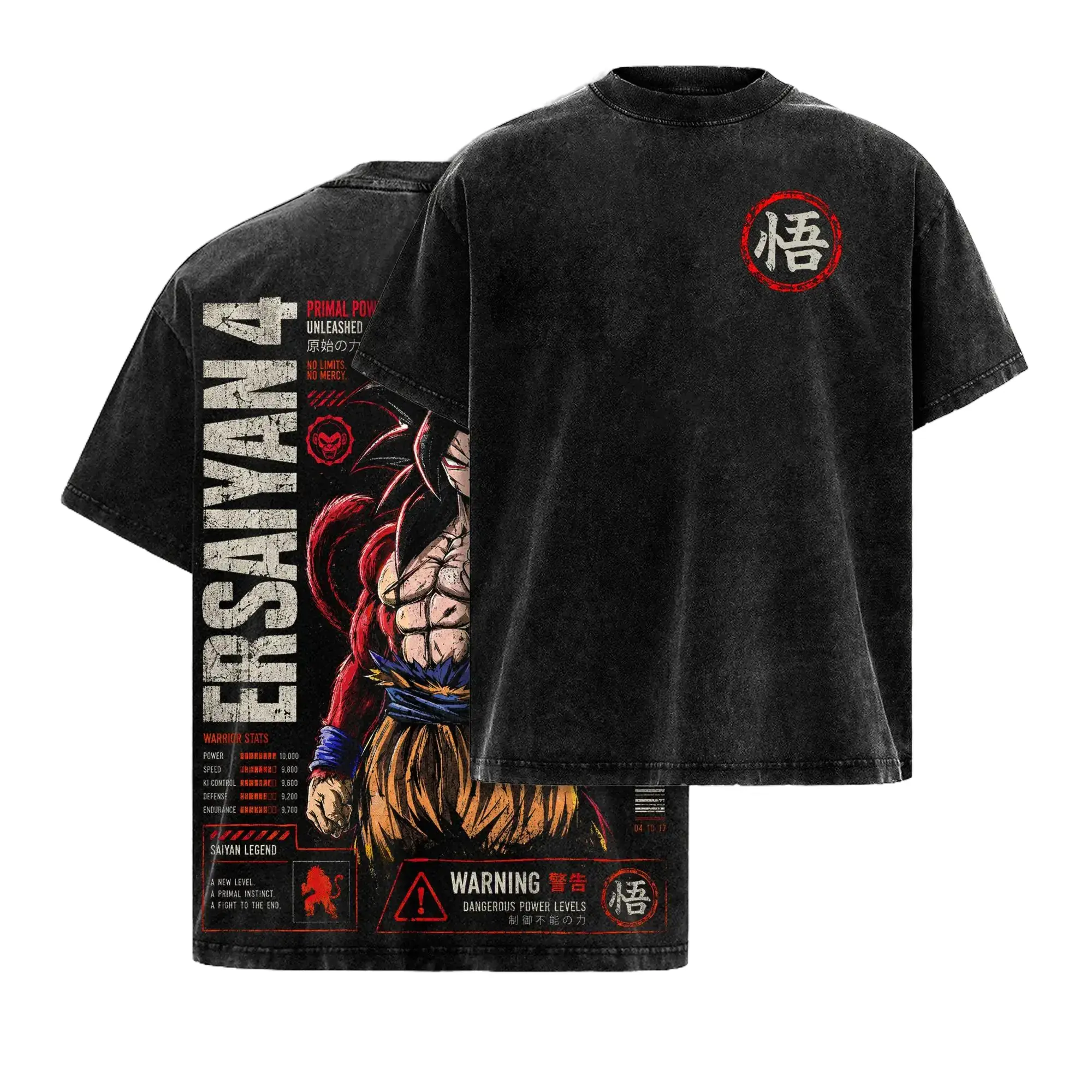 Vintage Washed Anime Graphic Tee Mens Oversized Streetwear Shirt Heavyweight Cotton Retro Acid Wash Japanese Manga Warrior T-Shirt Y2K Aesthetic Gym Pump Cover Workout Clothing Harajuku Style Casual Top For Teens Boyfriend Anime Fan Ultimate Gift Ideas