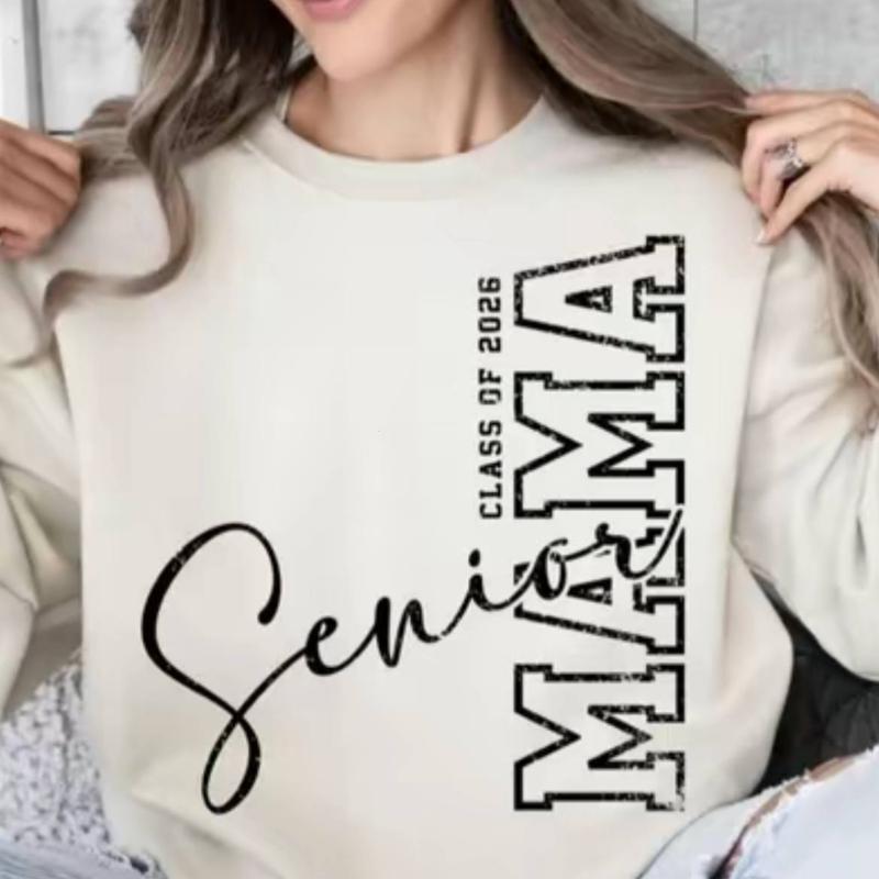 [Sale Up To 50%] Senior Mama Class of 2026 Sweatshirt – Trendy Graduation Mom Graphic Vintage Distressed Print, Soft US Cotton & Cozy Fleece, Unisex US Fit