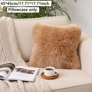 Dana Long Hair Pillowcase, Wool-Like Texture Plush Pillowcase, Soft and Comfortable, Romantic Decor for Bedroom Living Room Sofa Hotel