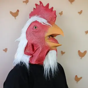 Halloween Rooster Chicken Mask Funny Realistic Face Fursuit Head Costume Cosplay Party Latex Animal Fake Mask for Adults favor