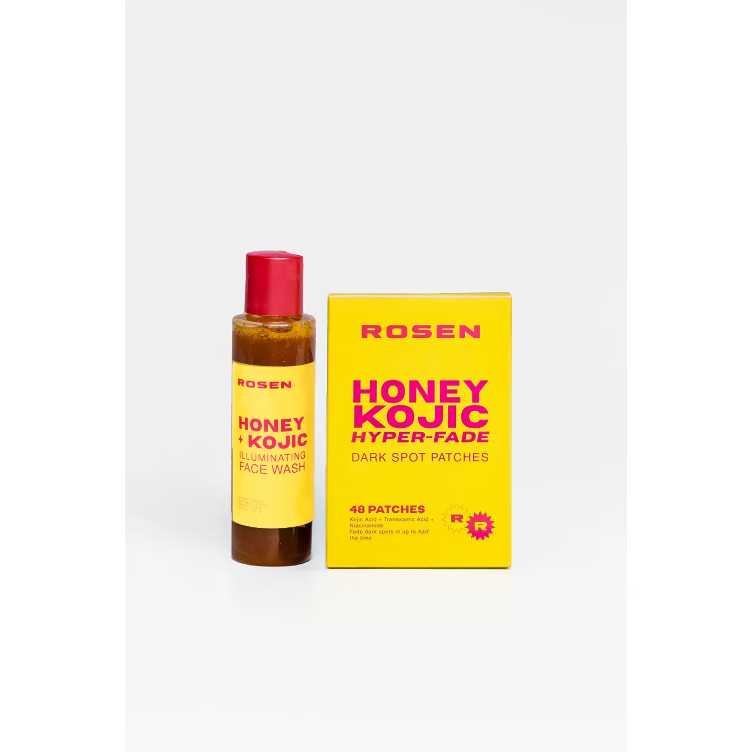 ROSEN Honey Kojic Dark Spot Duo – Brightening Cleanser + Hyper-Fade Patches | Kojic Acid, Tranexamic Acid & Niacinamide for Hyperpigmentation & Acne Scars | Dark Spot Routine for Melanin-Rich Skin | Black-Owned Skincare