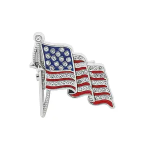 A gold emblem, shaped like the American flag, is made of an oil droplet-shaped alloy and studded with diamonds.