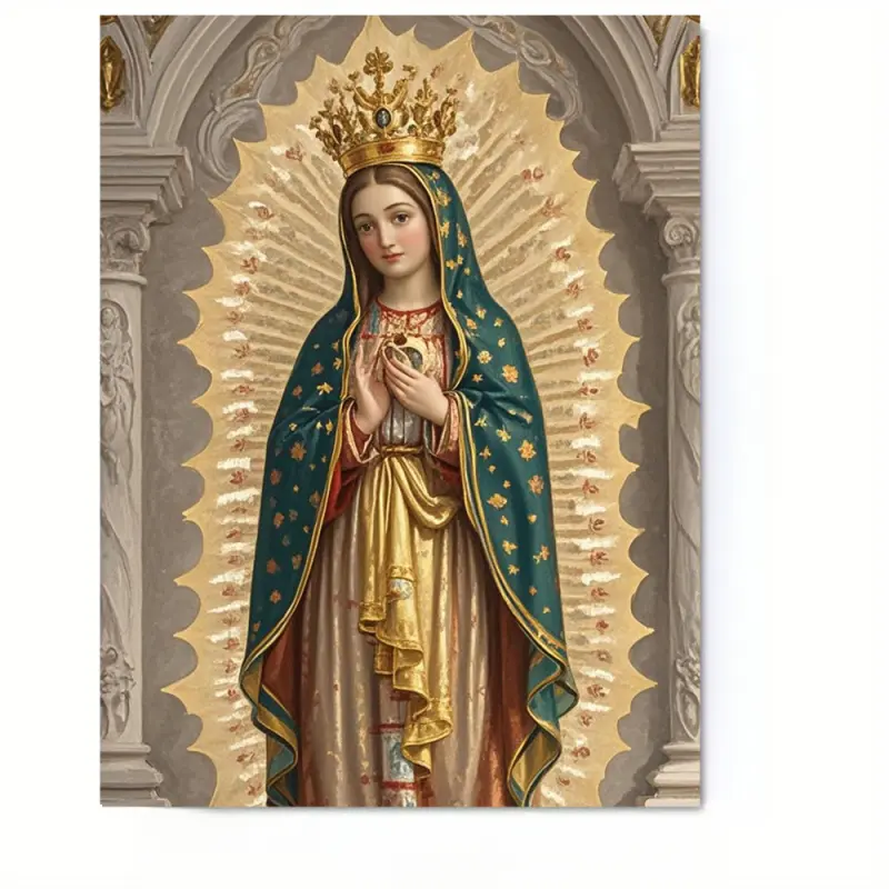 1 piece of Guadalupe canvas poster, Mexican Virgin Mary religious wall art, spiritual decoration, Religious Decorations, Ornaments, unframed, suitable for home, bedroom, living room, office, cafe, hotel