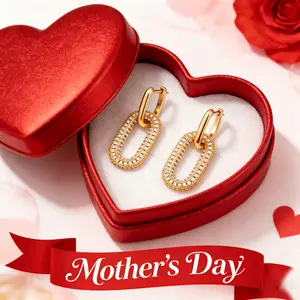 Sparkling Diamond Oval Pendant Earrings, Non-Fading Personalized Stitching Design, Ideal Mother's Day Anniversary Holiday Jewelry Gift for Women Mom