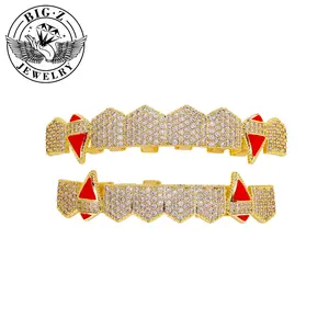 BIG Z JEWELRY Fashion Casual Hip Hop Grills Micro Inset Heart Zircon Braces Rapper Accessories Halloween Party Cosplay Vampire Christmas New Year Costume Gift for Adults